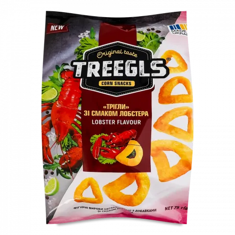 Кукурудзяні снеки Treegls 75 г зі смаком лобстера