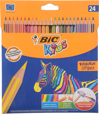 Набір олівців 24 кол. BIC Kids Evolution страйпс 950525