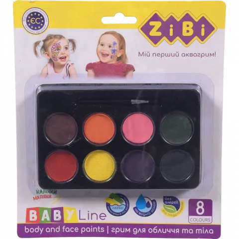Фарби д/гриму лиця та тіла ZiBi Фантазія 8 кол. на водній основі ZB.6567