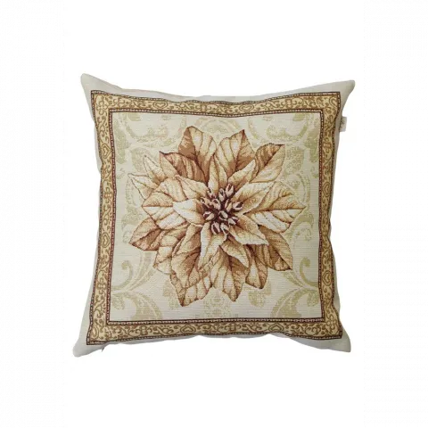 Подушка Прованс декоративна 45х45 см гобеленова Золоте свято Квітка в рамці