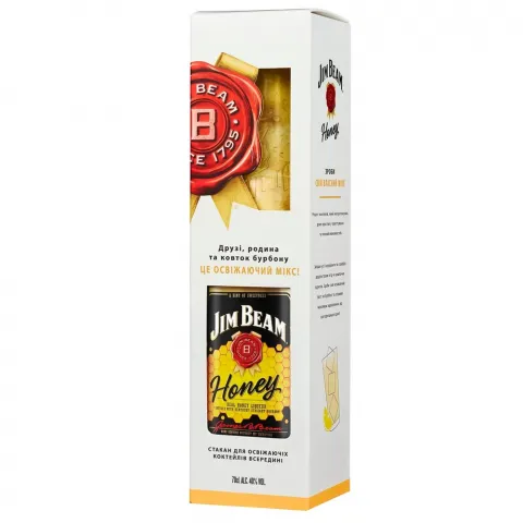 Віскі Джим Бім 0,7 л Honey + 1 склянка Хайболл
