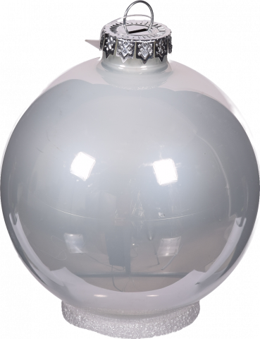 Прикраса ЛХ куля скляна 8 см перлова срібна JNGS-10-0142-8cm И964