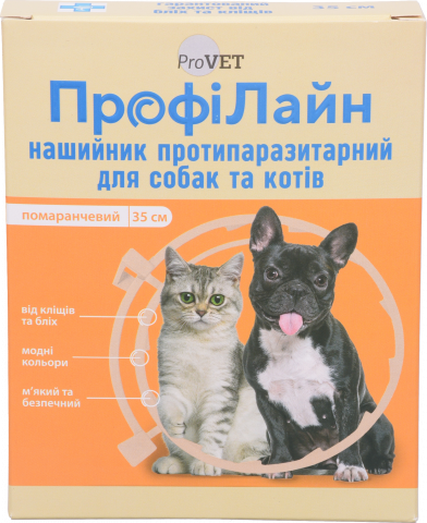 Нашийник Природа ProVET Профілайн д/собак та котів протипаразитарний 35 см помаранчевий PR241019