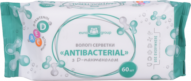 Серветки вологі Еврогруп 60 шт. Antibacterial
