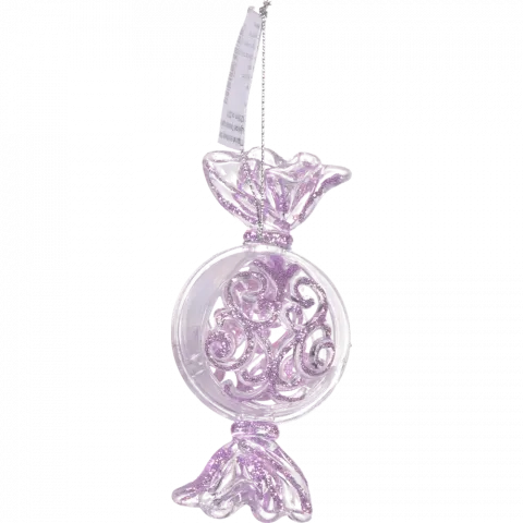 Підвіска на ялинку пласт Цукерка Прозора оздоблена 12х6 см 2202-5