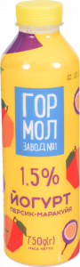 Йогурт ГМЗ 1,5 750 г з сиропом Персик-маракуйя