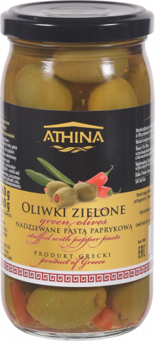 Оливки ATHINA 360 скл. з перцем (Греція) И428