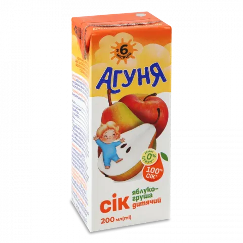 Сік Агуня 200 мл т/пак. з м`як. яблуко-груша