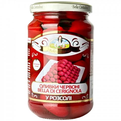 Оливки черв. Bella Contadina 370мл у розсолі И400 (Італія)