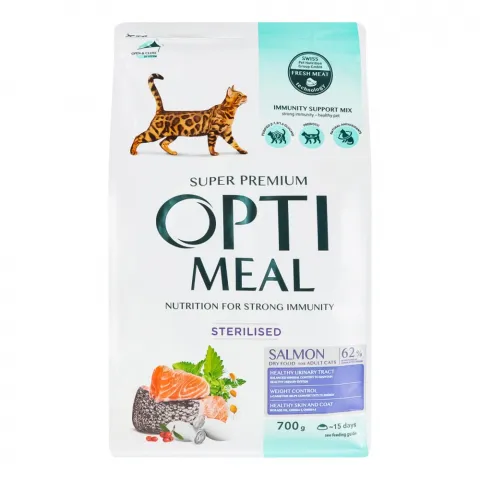 Корм д/стериліз. котів Оптіміл 700 г з лососем