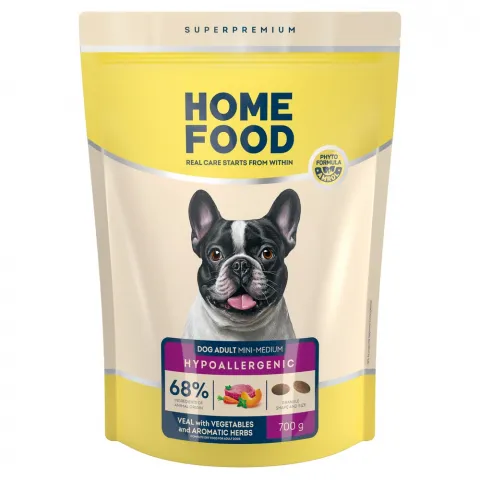 Корм д/собак Home Food 700 г телят. овочі (мал/сер. пород)