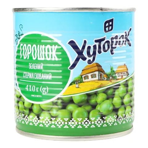 Конс Горошок Хуторок 410 г з/б Зелений