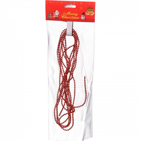Намиста на ялинку в пакеті 2,7 м (9112) червоні И603