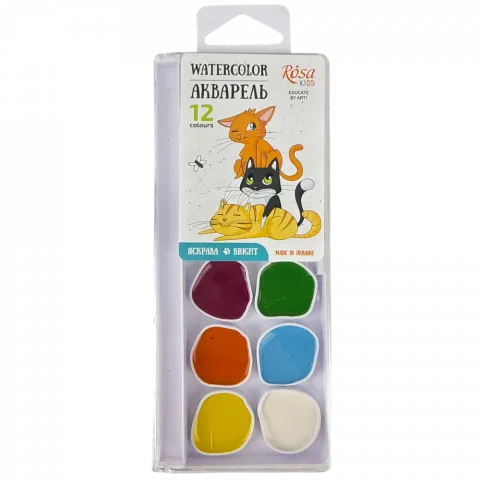 Набір акварельних фарб 12 шт. б/пензлика Cats Rosa Kids 301202