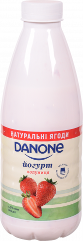 Йогурт Данон 1,5 800 г бут. Полуниця