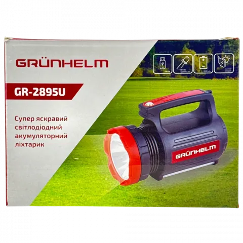 Ліхтар LED Grunhelm акум ручний GR-2895U 3W+22SMDLED 2000mAh USB 121279