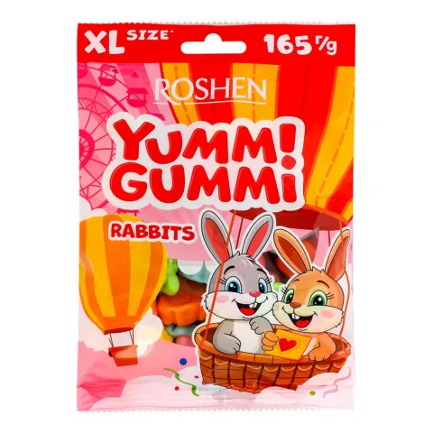 Жувальні Цукерки Рошен 165 г Yummi Gummi Rabbits