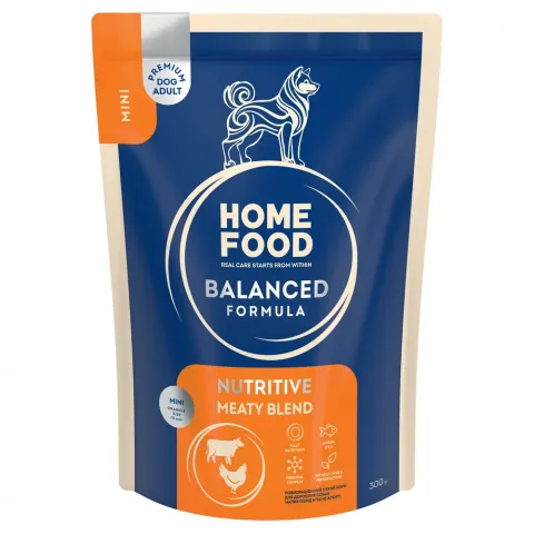 Корм д/собак Home Food 300 г м`ясне асорті (мал. пород)