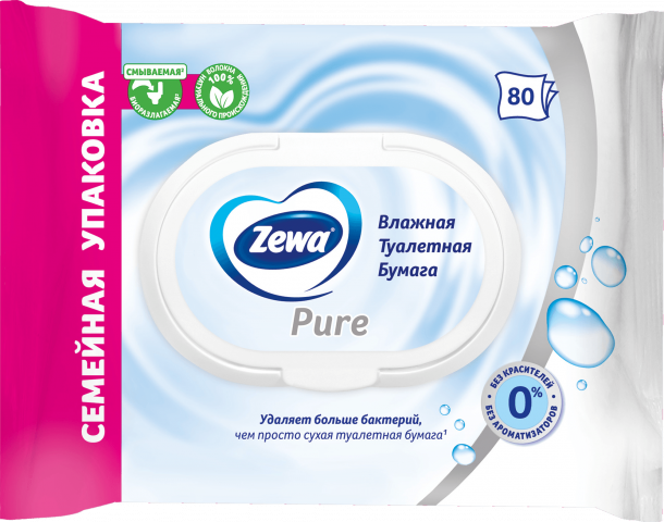 Туалетний папір Zewa 80 шт. вологий Pure