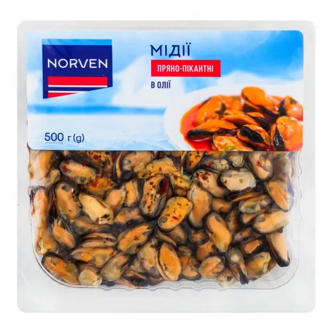 Мідії Norven 500 г пряно-пікантні в олії