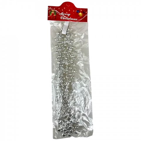 Намисто на ялинку 10мм2,7м срібне арт. XYA030-2.7M 9245 И030