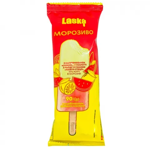 Морозиво Ласка 90 г ескімо Кавун-спеції з нап. лимон