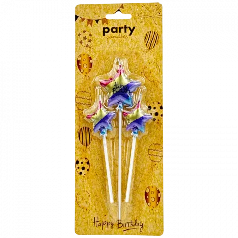 Набір свічок д/т Зірки 3шт кольор. CZ260488H 6909 И394