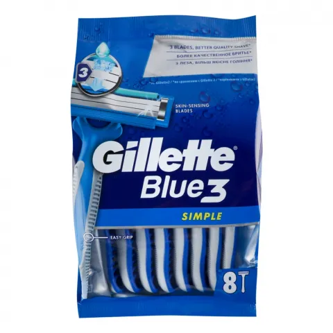 Станок однораз. д/гоління Gillette 8 шт. Blue Simple 3