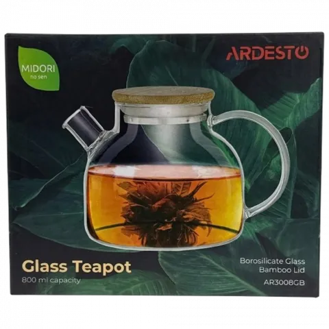 Заварник Ardesto Midori 800 мл скло бамбук AR3008GB