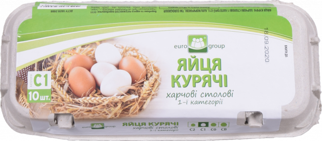 Яйця курячі Еврогруп (10 шт.) карт. С1