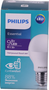 Лампа LED Philips звичайна біла 9 Вт E27