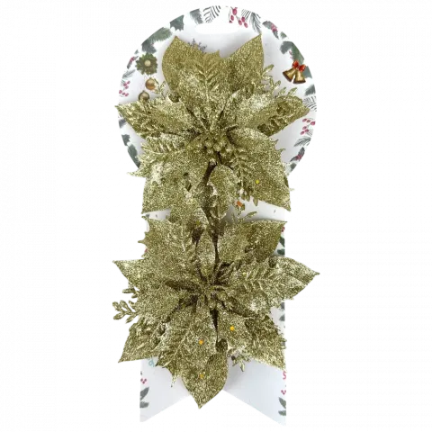 Прикраса ялинкова Квіти 2 шт, 14 см золоті арт. ZT25099 9245 И917