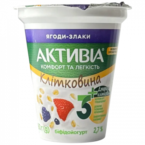 Біфідойогурт Активіа 2,7  260 г стак. ягоди -злаки