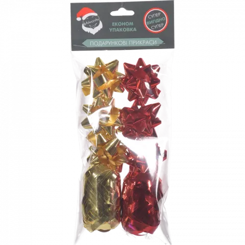 Набір прикрас д/подарунків Файнопак 2 стрічки кокон та 6 бантів міні PLP152G