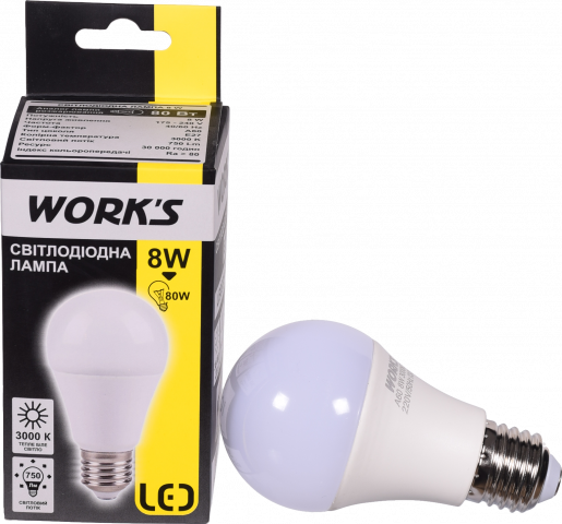 Лампа LED WORK`S звичайна жовта 8 Вт E27