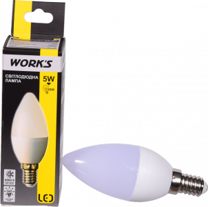 Лампа LED WORK`S свічка біла 5 Вт E14