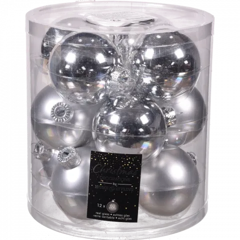 Набір куль скляних 12 шт./ 6 см, срібний колір ABR701510 И326 (КІН)