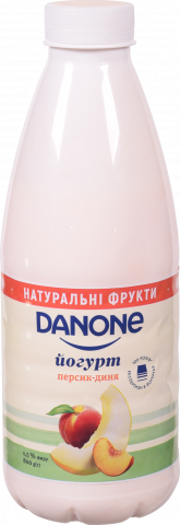 Йогурт Данон 1,5 800 г бут. Персик-диня
