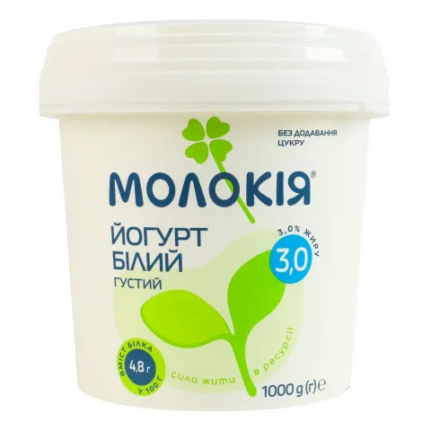 Йогурт Молокія 3 1 кг білий відро
