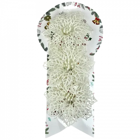 Прикраса ялинкова Квіти 3 шт, 10 см білі арт. ZT24-F294 9245 И962