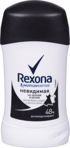 Дезодор Rexona 40 г стік Невидимий на чорному і білому