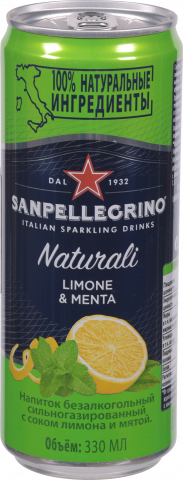 Напій б/алк. соковий Сан Пеллегріно 330 мл з/б Limone Menta Лимонад
