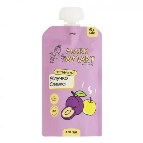 Пюре Mark and Mart 120 г д/пак. Запечене яблучко та сливка