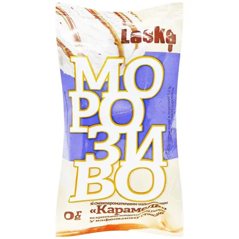 Морозиво Ласка 70 г стак. з крихт. глазур. та нап. карамель