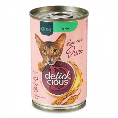 Корм д/котів Delickcious 140 г з/б напій з тунцем