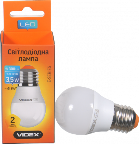 Лампа LED Videx E куля біла 3,5 Вт Е27