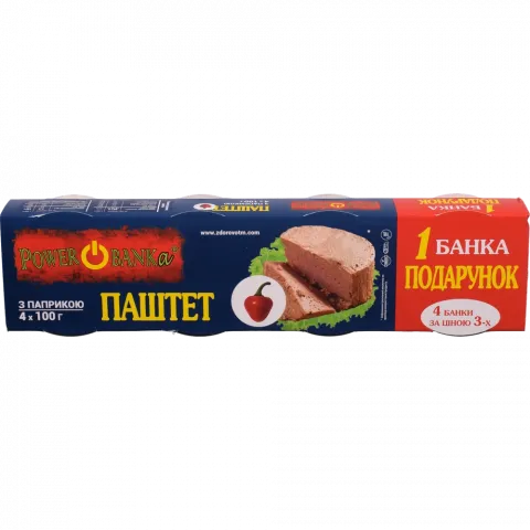Набір паштетів Power Banka 3+1 400 г з/б з паприкою