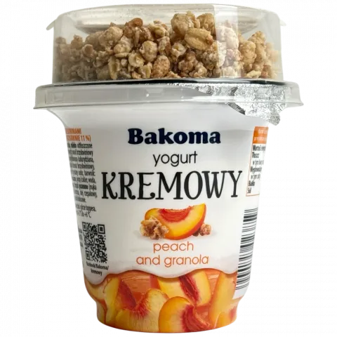 Йогурт кремовий BAKOMA з гранолою 230г Персик (Польща)