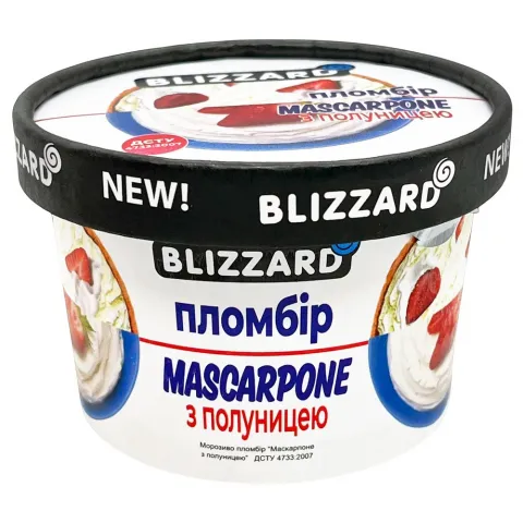 Морозиво Blizzard 90 г Маскарпоне з полуницею
