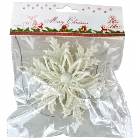 Підвіска ялинкова Сніжинка 12 см біла арт. HR24-854 9245 И573
